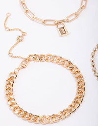 Gold Diamante Locket Anklet & Bracelet - link has visual effect only
