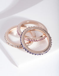 Rose Gold Mixed Diamante Ring Stack - link has visual effect only