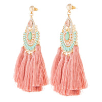 Gold Pink Pretty Diamante Tassel Earrings - link has visual effect only