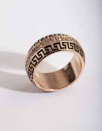 Gold Pattern Diamante Ring - link has visual effect only