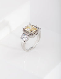 Yellow Rhodium Cubic Zirconia Engagement Ring - link has visual effect only