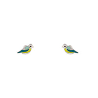 Rhodium Multi-Coloured Bird Stud Earrings - link has visual effect only