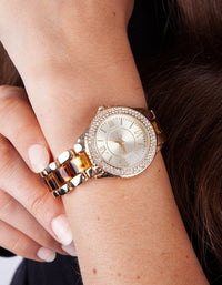 Luxe Gold Tortoiseshell Watch - link has visual effect only
