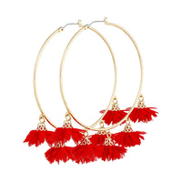 Red Gold Large Flower Hoop Earrings - link has visual effect only