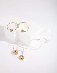 Gold Stone Hoop Earring Pack - link has visual effect only
