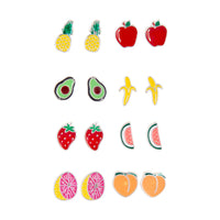 Mixed Fruits Enamel Stud Earring 8-Pack - link has visual effect only