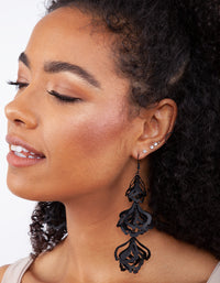 Black Petal Drop Earrings - link has visual effect only