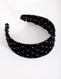 Black Velvet Diamante Net Headband - link has visual effect only