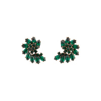 Green Faceted Gem Twist Flower Stud Earrings - link has visual effect only
