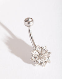 Silver Surgical Steel Floral Gem Belly Bar - link has visual effect only