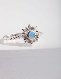 Sterling Silver Synthetic Opal Sun Ring - link has visual effect only
