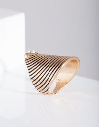 Black & Gold Fan Diamante Ring - link has visual effect only