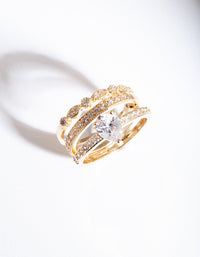 Gold Teardrop Cubic Zirconia Engagement Ring Stack - link has visual effect only