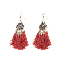 Antique Gold Burgundy Tassel Earrings - link has visual effect only