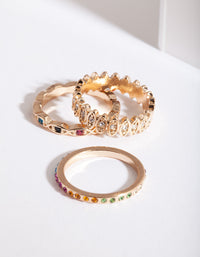 Gold Rainbow Multi Ring 5-Pack - link has visual effect only