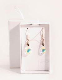 Faceted Aurora Borealis Rose Gold Drop Earrings - link has visual effect only