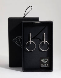 Silver Diamond Simulant Stick Drop Earrings - link has visual effect only