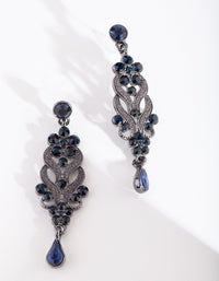 Gunmetal Blue Crystal Swirl Earrings - link has visual effect only