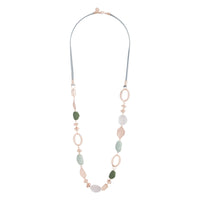 White Gold Blue Irregular Bead Rubber Necklace - link has visual effect only