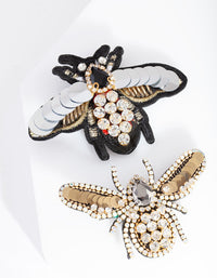 Black Sequin Bee Hair Clip Pack - link has visual effect only