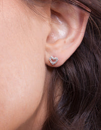 Sterling Silver Cubic Zirconia Open Heart Earrings - link has visual effect only