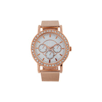 Rose Gold Diamante Surrounded Mesh Strap Watch - link has visual effect only