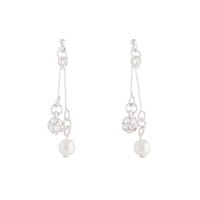 Silver Pearl Diamante Mini Drop Earrings - link has visual effect only