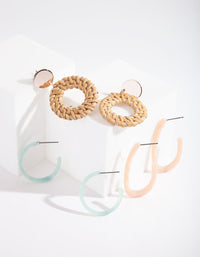 Raffia Acrylic Earring Trio Pack - link has visual effect only