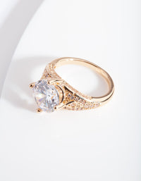 Gold Cubic Zirconia Celebrity Ring - link has visual effect only