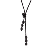 Black Facet Bead Lariat Necklace - link has visual effect only