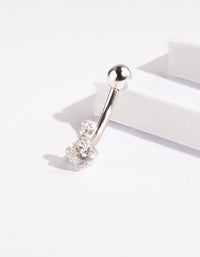 Sterling Silver Double Diamante Belly Bar - link has visual effect only