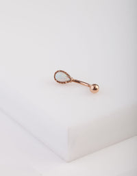 Rose Gold Synthetic Opal Diamante Belly Bar - link has visual effect only