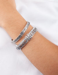 Antique Silver Stretch Bangle Pack - link has visual effect only