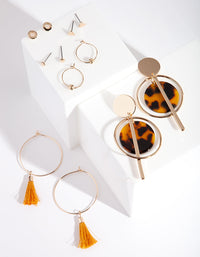 Gold Tortoiseshell Acrylic Earring 6-Pack - link has visual effect only