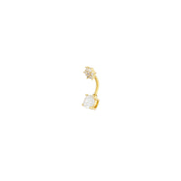 Gold Surgical Steel Double Cubic Zirconia Flower Belly Bar - link has visual effect only
