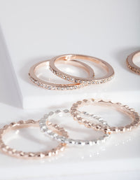 Rose Gold Silver Textured Ring Pack - link has visual effect only
