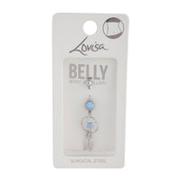 Rhodium Surgical Steel Blue Diamante Dreamcatcher Belly Bar - link has visual effect only