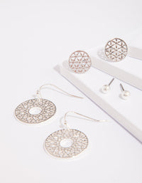 Silver Filigree Disc Earring Pack - link has visual effect only