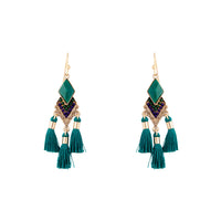 Antique Gold Mini Green Tassel Earrings - link has visual effect only