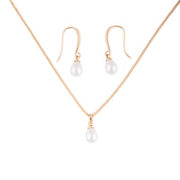 Gold Pearl Necklace Earrings Set - link has visual effect only