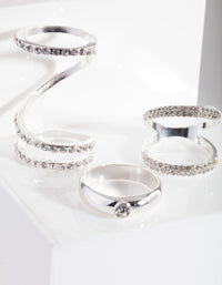 Diamante Swirl Silver Ring Pack - link has visual effect only