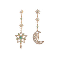 Gold Green Diamante Moon Shimmer Earrings - link has visual effect only