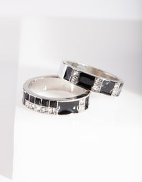 Black Diamante Enamel Ring Stack - link has visual effect only