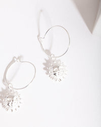 Sterling Silver Sun Charm Hoop Earrings - link has visual effect only