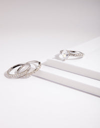 Rhodium Teardrop Cubic Zirconia Ring Stack - link has visual effect only