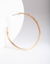 Gold Textured Thin Open Hoop Earrings - link has visual effect only