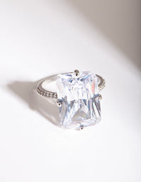 Rhodium Rectangle Celebrity Engagement Ring - link has visual effect only