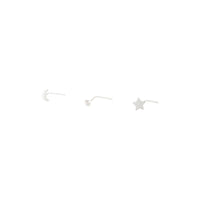 Sterling Silver Tiny Star Moon Nose Pack - link has visual effect only