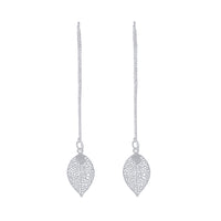 Silver Filigree Leaf Thread Through Earrings - link has visual effect only