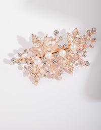 Rose Gold Leaf Crystal Pearl Barrette - link has visual effect only